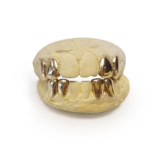 SOLID 10K GOLD: 4 TOP & 4 BOTTOM (SPLIT IN MIDDLE)
