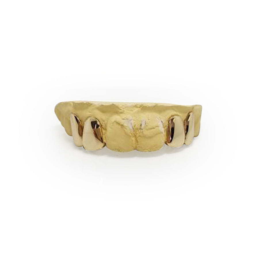 14k Solid Gold grillz choice of 4 top or 4 Bottom (SPLIT IN MIDDLE) - GrillzGodz