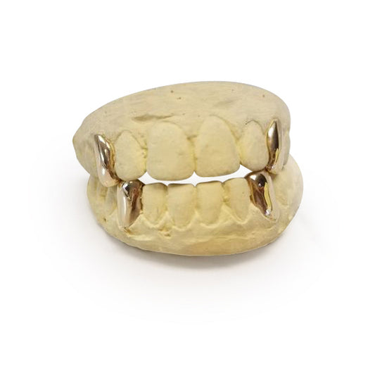 14k Solid Gold grillz choice of 2 top or 2 Bottom teeth - GrillzGodz