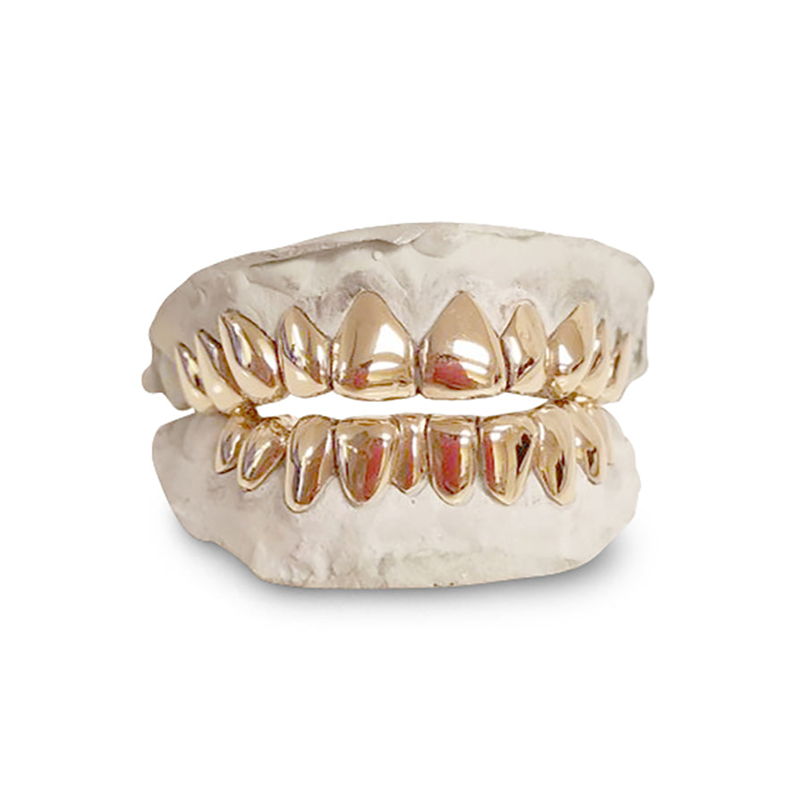 14k Solid Gold grillz 12 Top & 12 Bottom - GrillzGodz